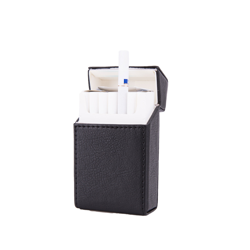 Picture of Pu Leather Flip-Top 20-Pack Thick Cigarette Box Creative Stylish Moisture-Proof Leather Men's Cigarette Box Manufacturer Wholesale