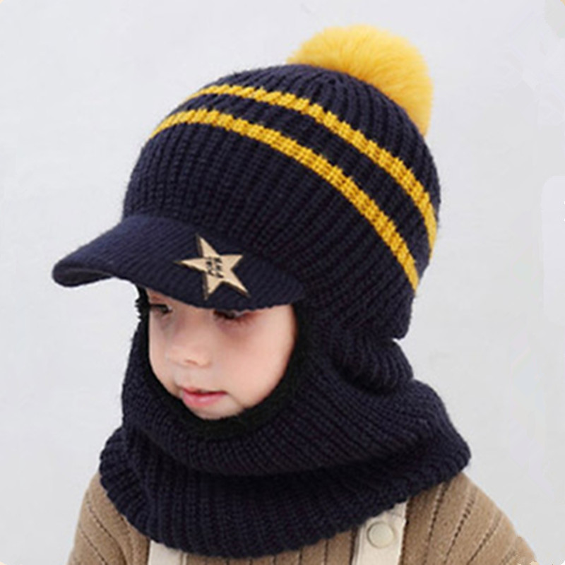 Picture of Children's Hat New Velvet Warm One Hat Boy's Wool Hat Face Protection Neck Baby Hat Winter Cap