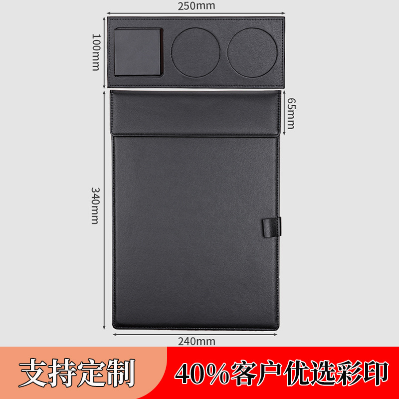 Picture of Leather A4 Conference Pad Board Black File Pad Board Hotel Conference Pad Notes Clip Writing Board Business Office