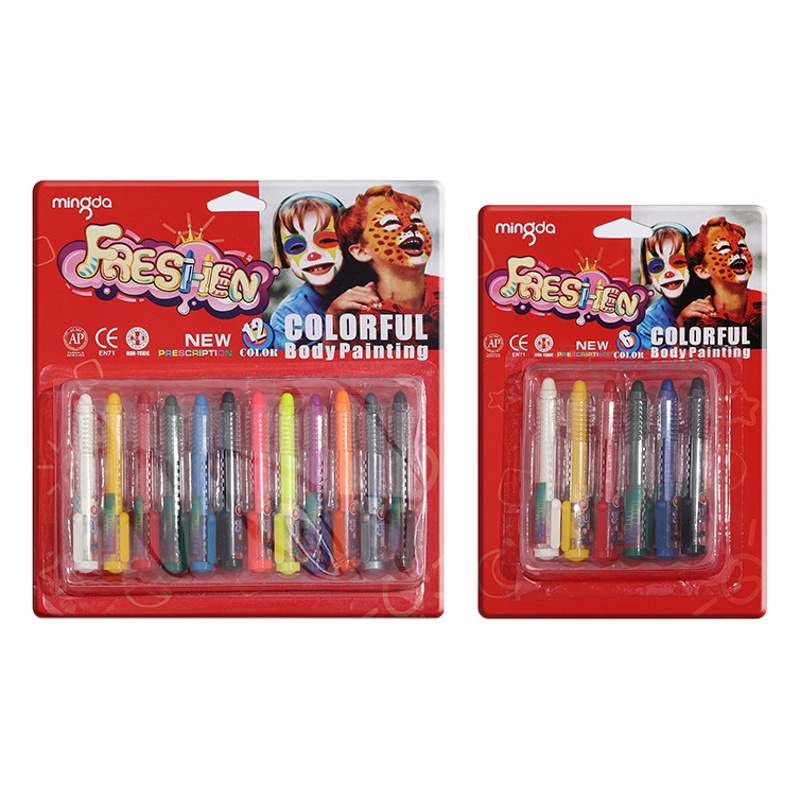 Cross-border Halloween Party 6/12 Color Sliding Waterproof Hand-free Children's Body Makeup Facial Colored Crayon