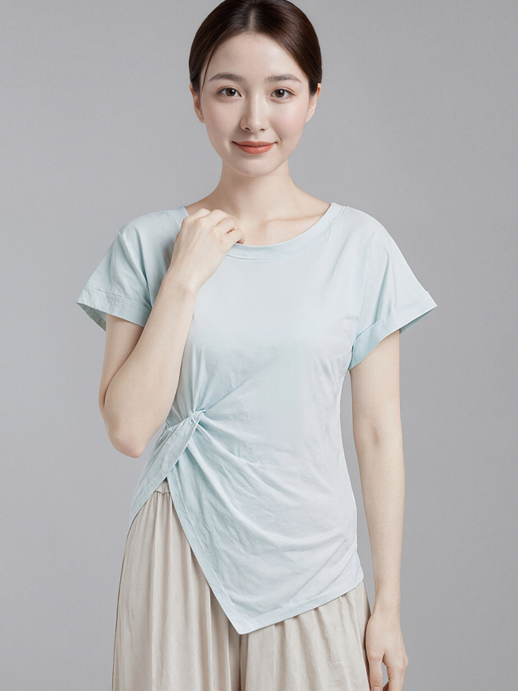 Modern dance new tops, practice wear, women's classical Chinese dance short-sleeve irregular daily T-shirt, adult training wear