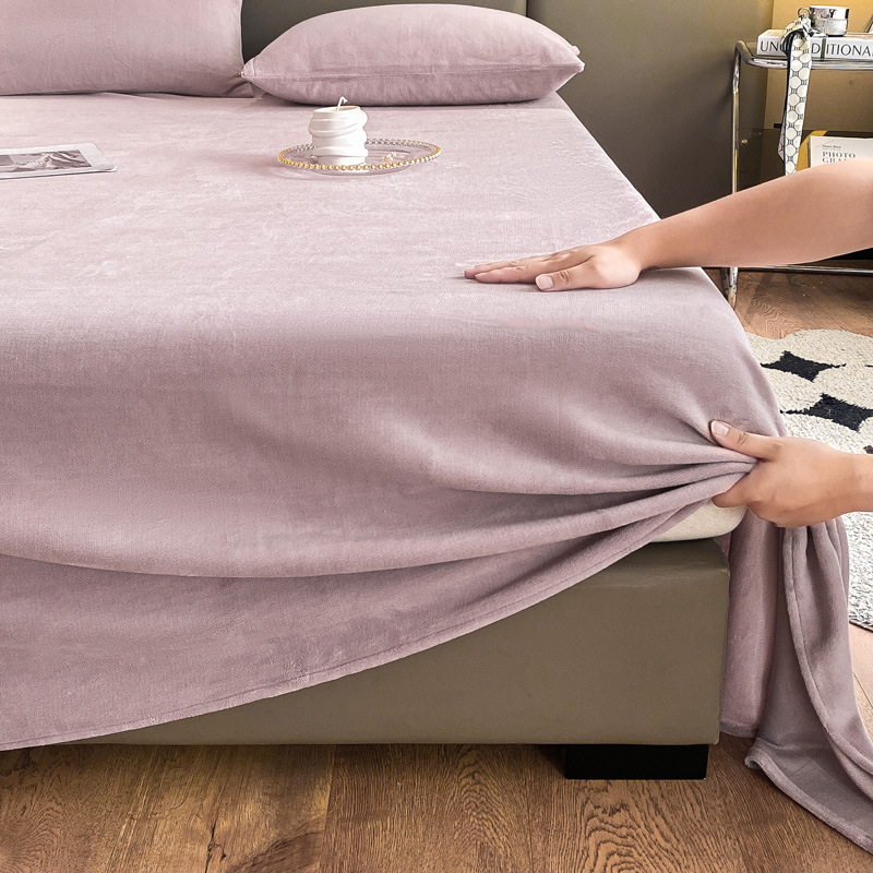 High gram weight milk velvet bed sheet solid color bed sheet single type a antistatic milk velvet bed sheet type a only bed sheet wholesale