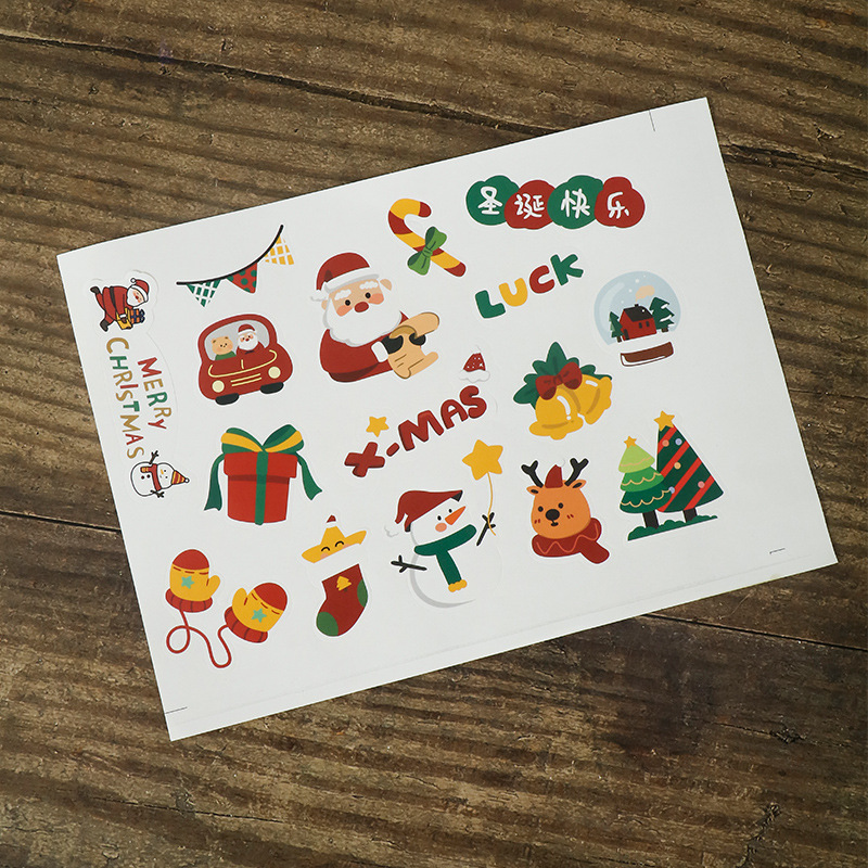 Christmas Snowflake Cookies Cartoon Sticker Packaging Bag Gift Box Candy Bag Sealing Label Decoration