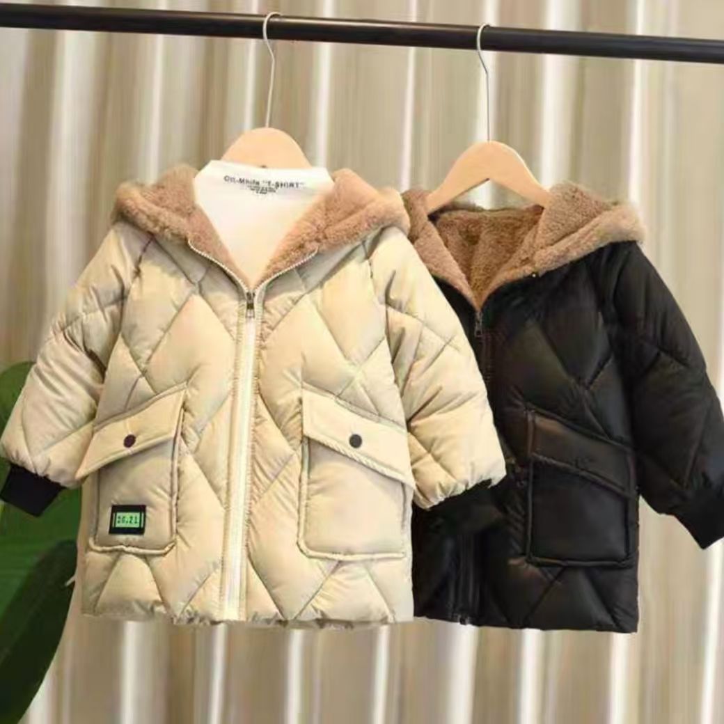 Picture of 2024 cotton-padded coat winter cotton-padded down coat boys fleece-lined thick winter coat cotton-padded coat Korean boys new children