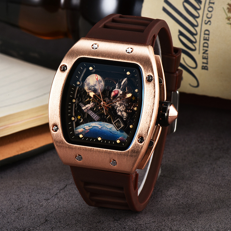Picture of Factory wholesale foreign trade new barrel-shaped space astronaut luminous hollow tourbillon fashion men's wrist watch