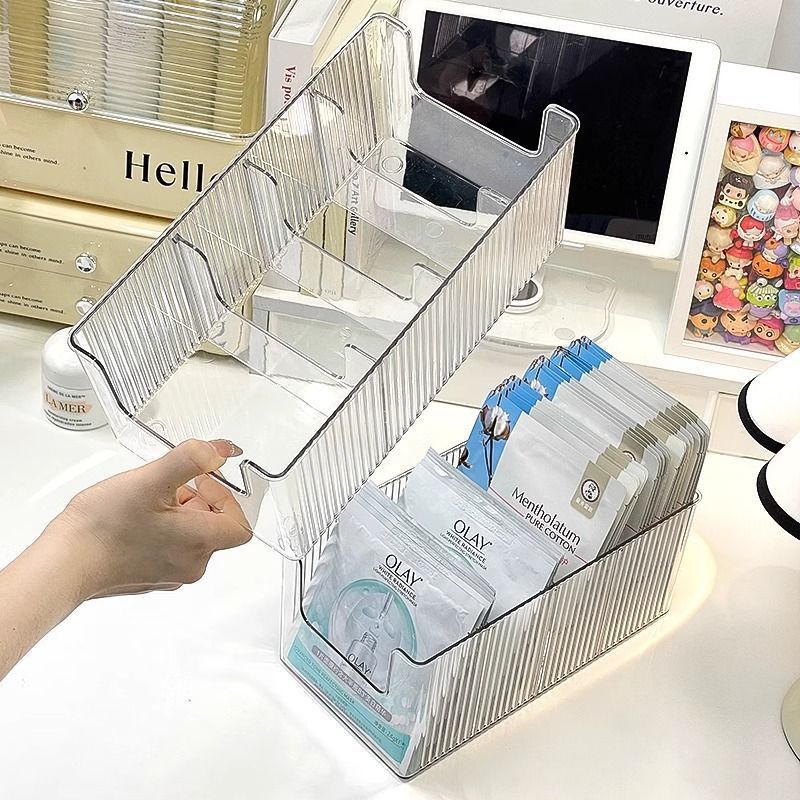 New Transparent Cosmetics Storage Box, Facial Mask Storage Box, Rectangular Desktop Dressing Table, Skin Care Compartment Organizing Box