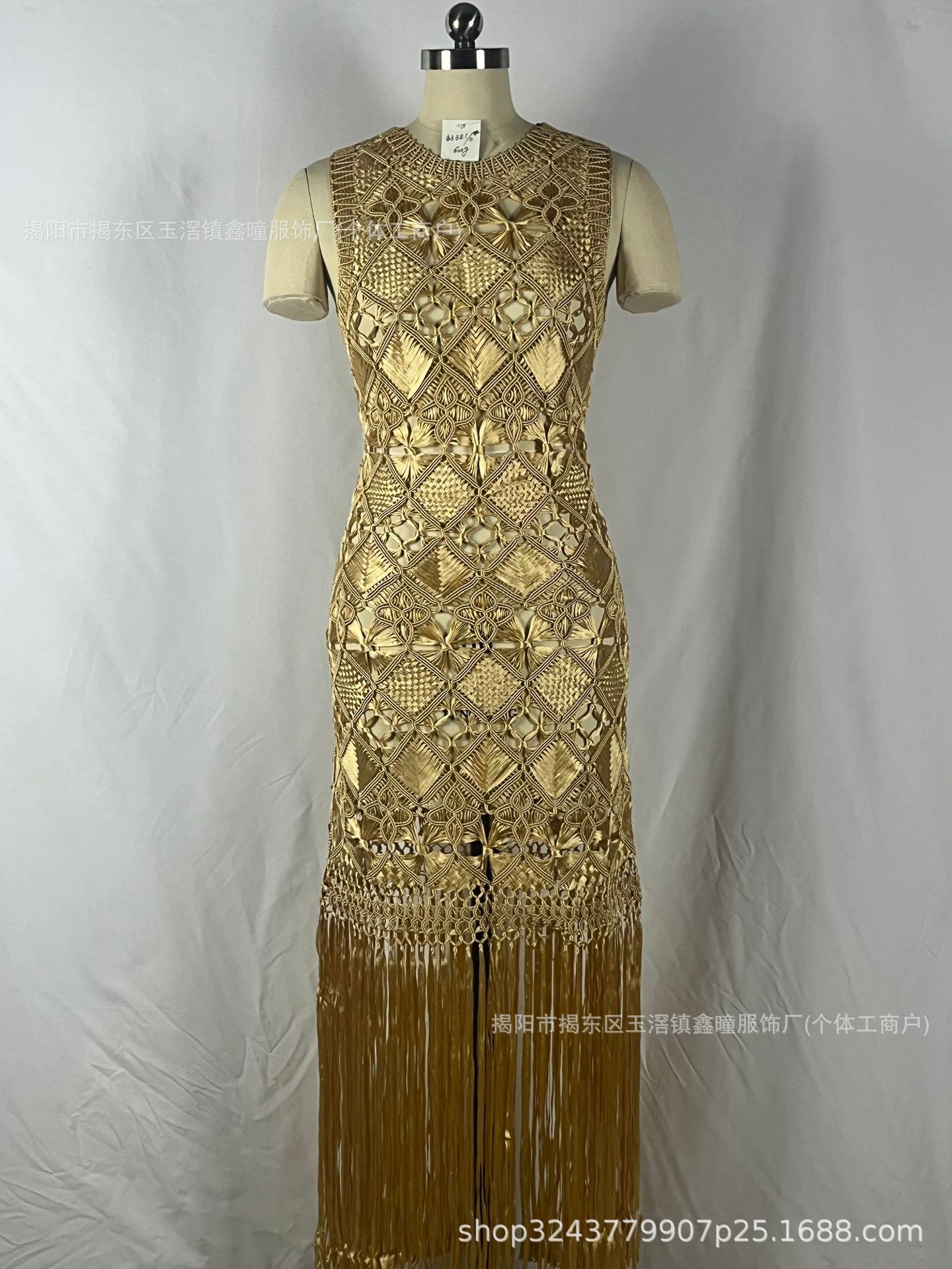 43381/0 Intangible Cultural Heritage Tassel Dress Amazon's Popular Hand-Knitted Tassel Dress High-End Banquet Dress