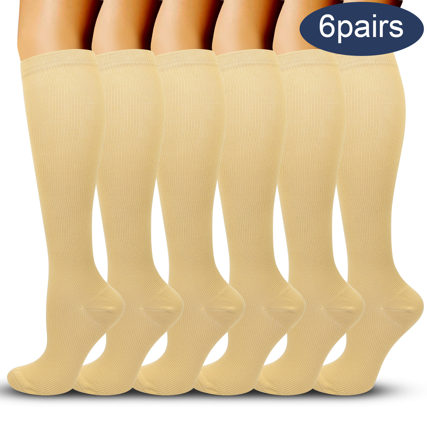 Picture of Solid Color Sports Compression Socks Anti-flexure Compression Socks Running Stretch Socks Suitable for Nurse Wrap Calf