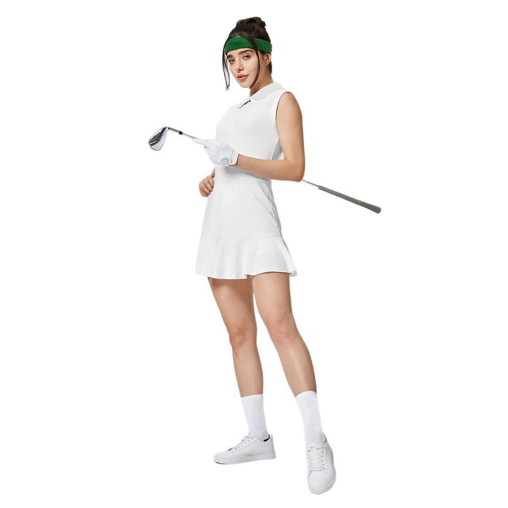 Picture of European and American Lapel Golf dress Women's Belt Chest Pad Outdoor Sports Badminton Skirt Anti-walking Tennis Skirt
