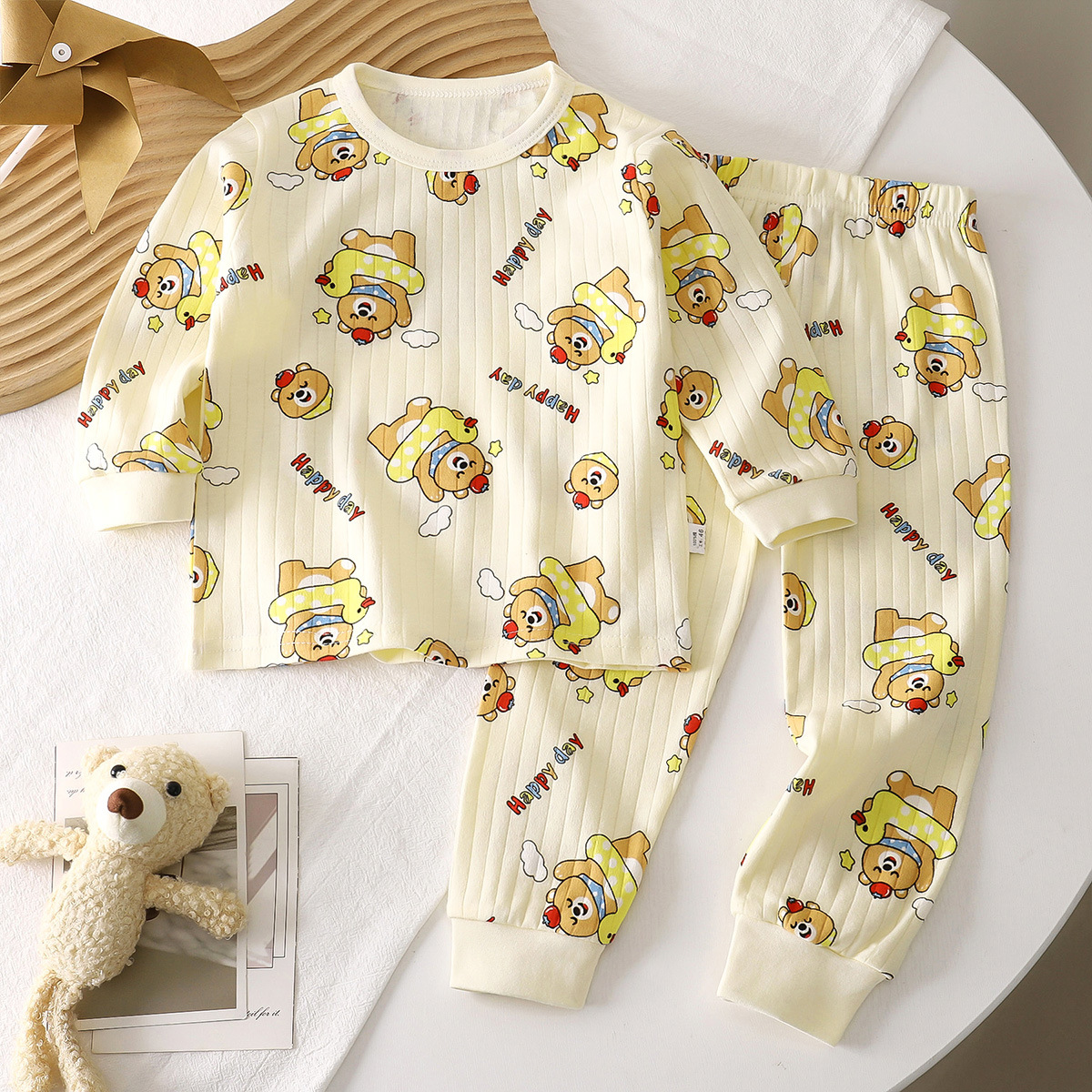 Picture of Children's Cotton Underwear Set, New Autumn Style, Baby Boys' Loungewear, Girls' Pajamas, Autumn Clothes and Pants, Children's Clothing