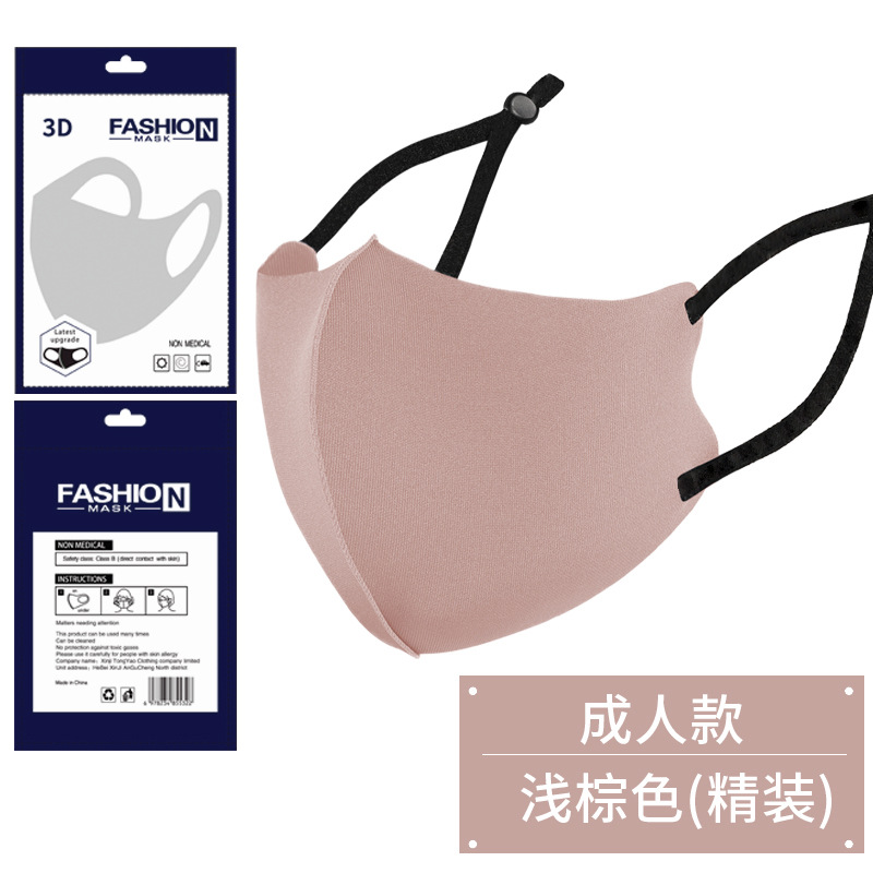 Picture of Dust-Proof Ice Silk Cotton Knitted Mask Wholesale Women's Summer Warm Anti-Smog Breathable Washable Adjustable 3D Black Mask