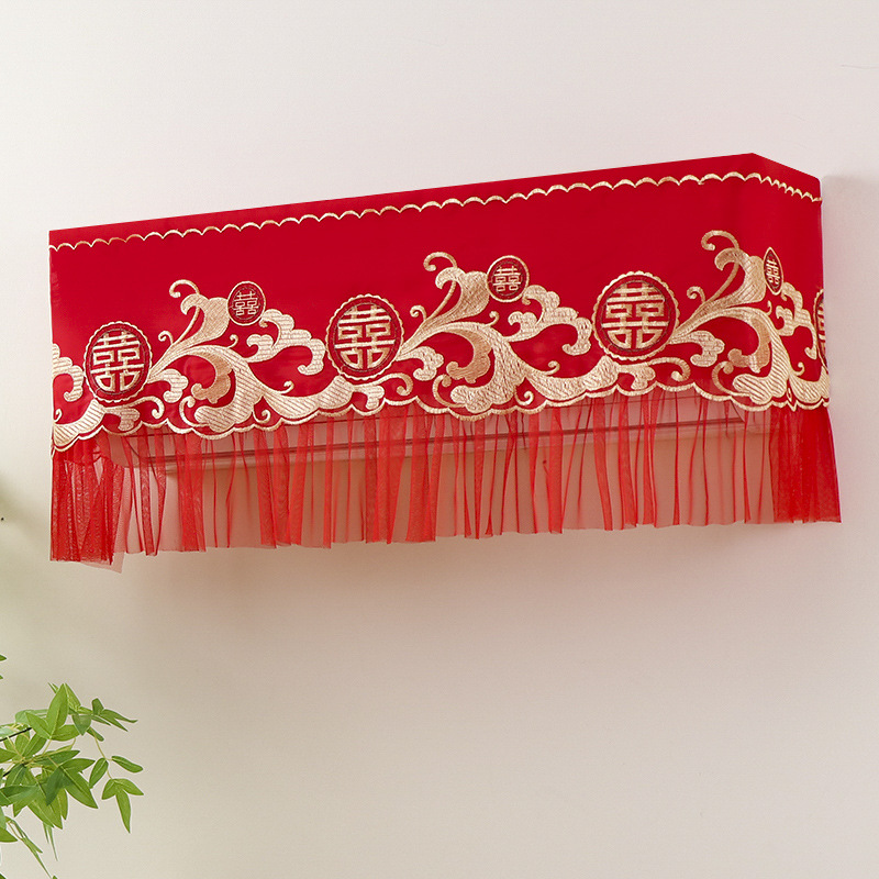 Picture of Wholesale New Wedding Starts Without Taking Off Hanging Air Conditioner Dust Cover 1.5 Hp Air Conditioner Cover Lace Red Air Conditioner Cover