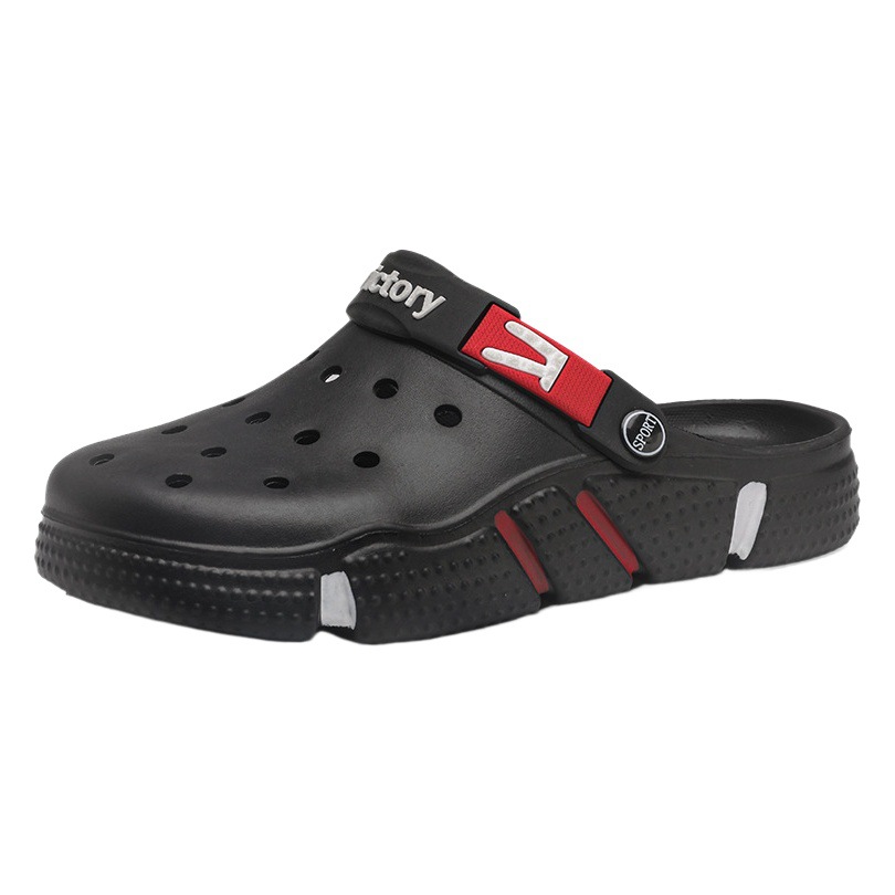 Cross-border Exterior Size Summer Hole Shoes Trendy Non-slip Soft Bottom Toe Sandals Outer Wear Thick-soled Beach Men's Slippers