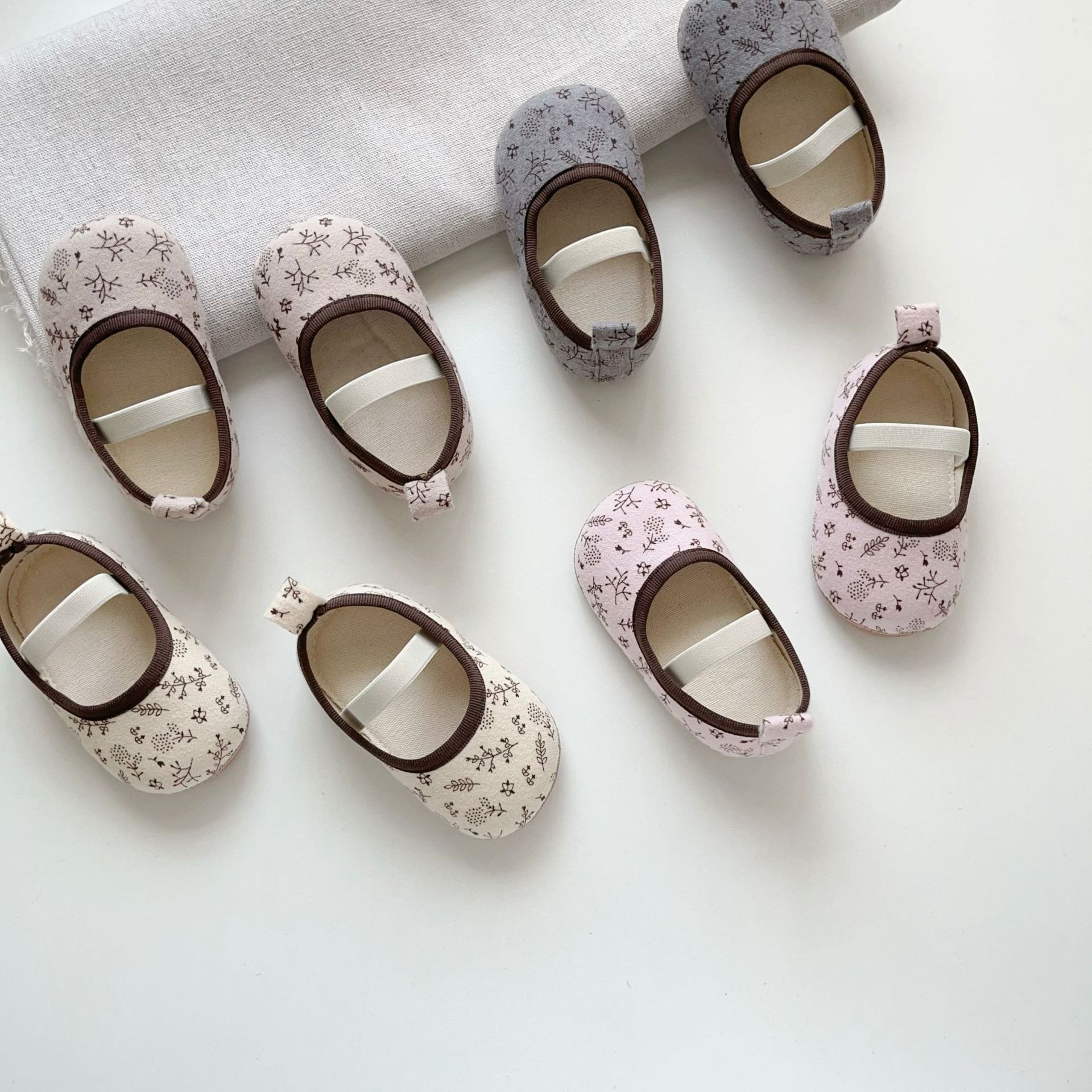 Autumn new colored cotton soft-soled baby shoes, elastic soft sole non-slip indoor walking shoes, in-stock wholesale