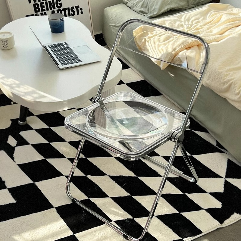 Transparent Acrylic Chair Dining Table Modern Balcony Online Celebrity Ins Photo Makeup Light Luxury Bedroom Folding Stool Dining Chair