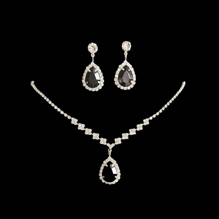 Picture of European and American fashion earrings necklace two-piece set full diamond exquisite chain bride jewelry light luxury suit women's jewelry wholesale