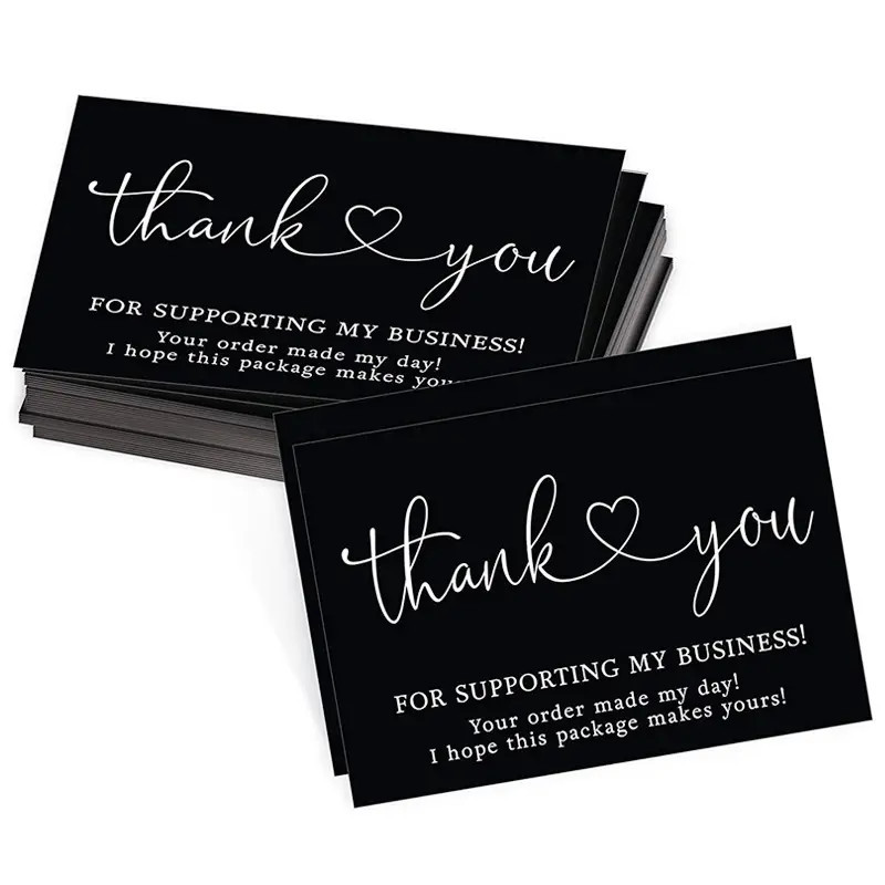 Picture of Cross-Border Wholesale Black Thank You Card Coated Paper Card Thank You Gift Card Packaging English Card