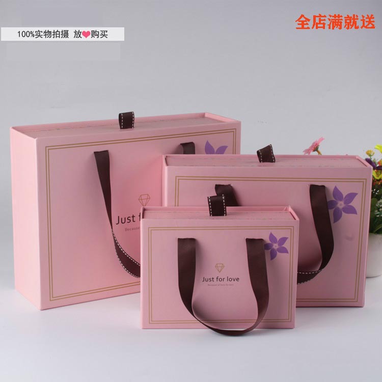 Manufacturer's Creative Pink Satchel Drawer Storage Wedding Candy Gift Box Customized Rectangular Flower Cardboard Box Drawer