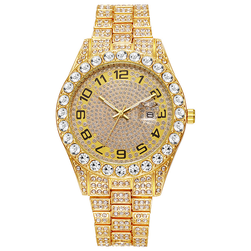 Picture of Hiphop Watch European and American Explosions Men's Steel Band Hip Hop Roman Graduated Diamond Set Calendar Men's Quartz Watch