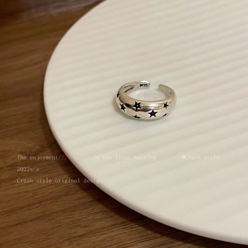 Picture of Dark series ~ five-pointed star metal open ring female niche design hip hop cold wind index finger ring couple ring