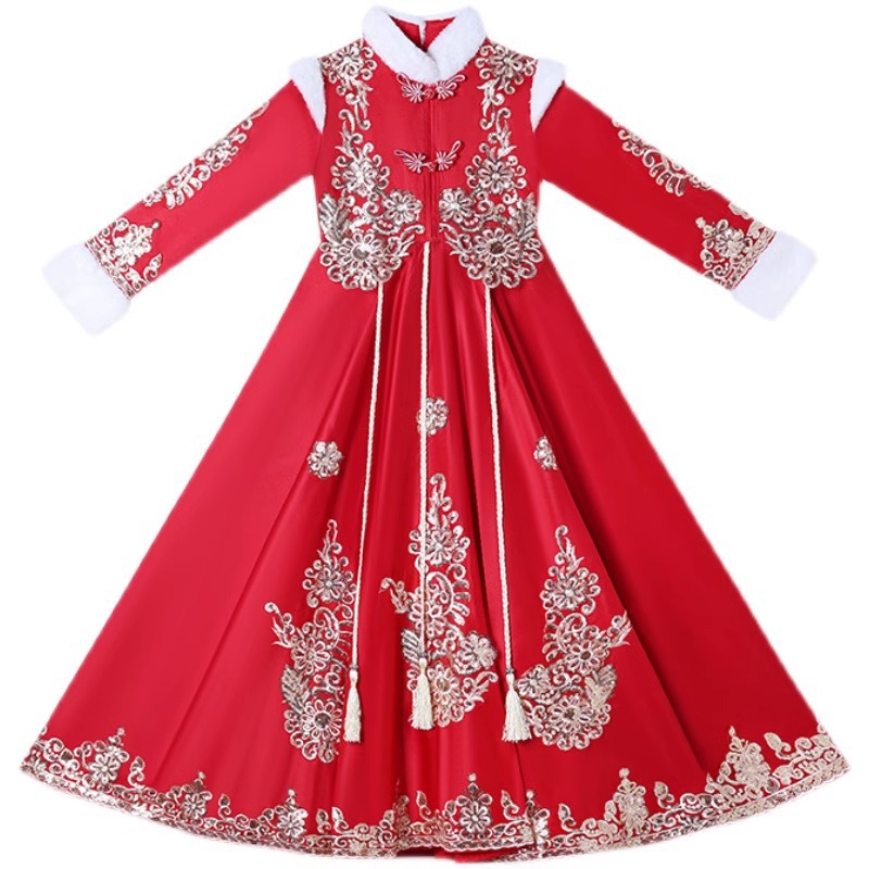 Picture of Girls' Hanfu dress Winter Ancient Clothes New Winter New Style Children's Tang Suit Chinese Style Girls' New Year Clothes