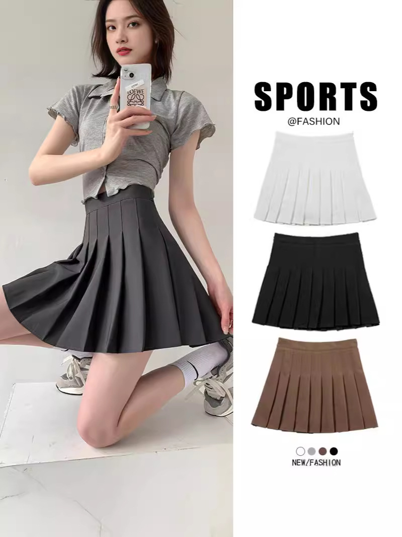 White Skirt Women's Summer Thin 2024 New Pleated Skirt High Waist Slimming JK Academic Style A- Line Short Skirt