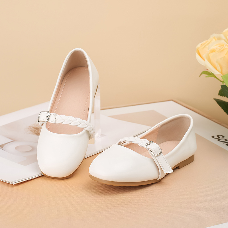 Flat Girls Fashion Mary Jane shoes peas shoes White versatile small leather shoes buckle slip-on low-cut shoes cross-border