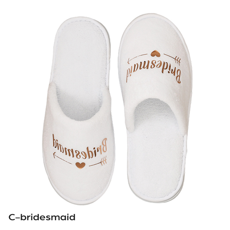 Picture of Wedding Pajamas Party Slippers Gold English Bronzing Letters Bride Bridesmaid Wholesale