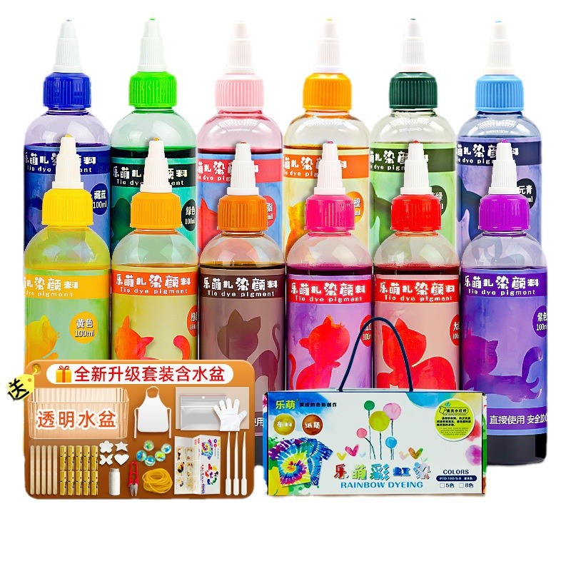 Picture of Le Meng Tie Dye Pigment suit 12 Color Kindergarten diy Hand Tie Dye Tool Painting Non-Boiling Blue Drying Pigment Package
