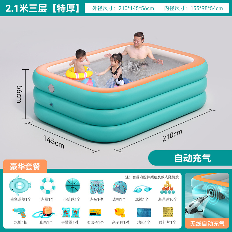 Picture of Inflatable Swimming Pool Children's Household Foldable Baby Baby Kids Adult Outdoor Family Bathpool Swimming Bucket