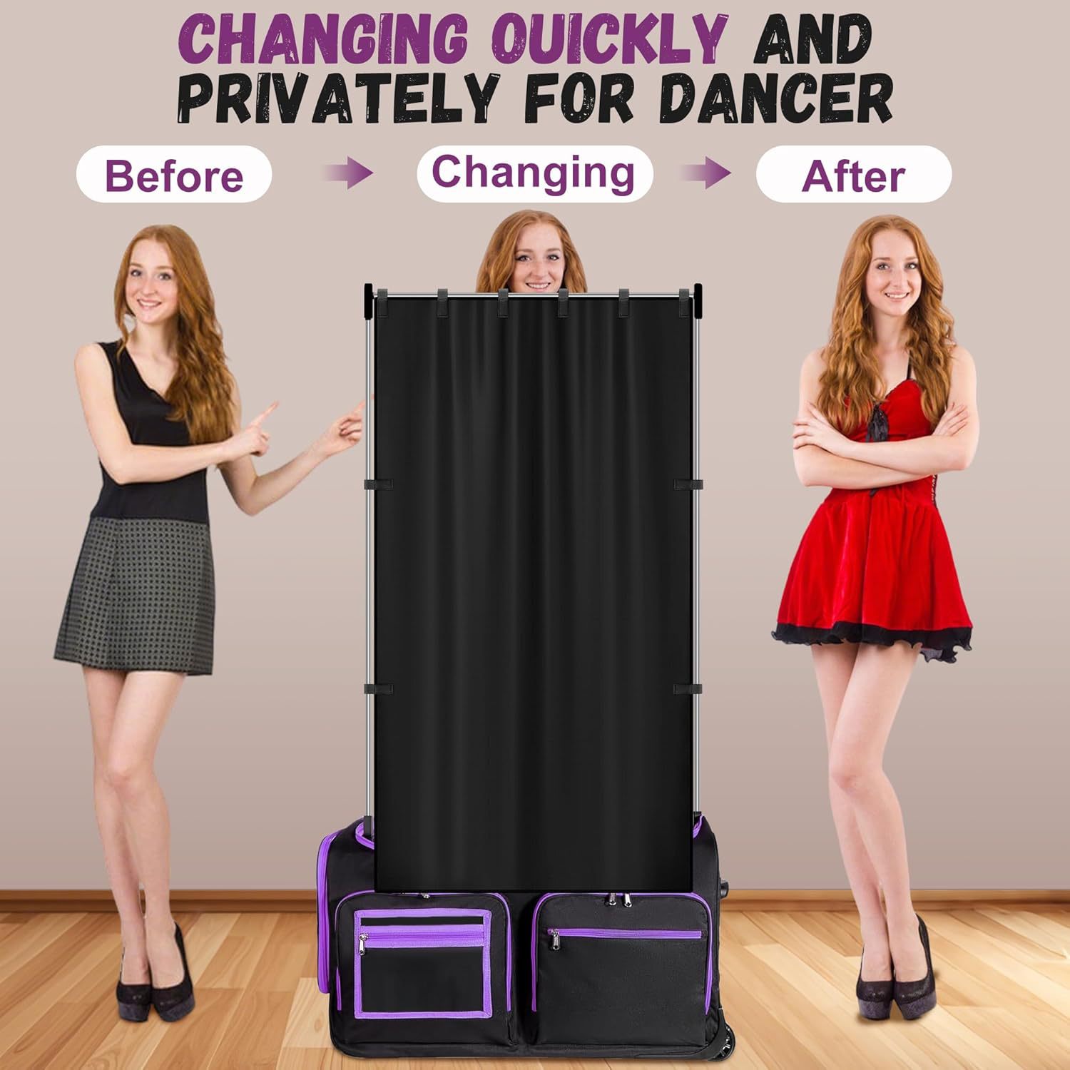 Amazon Hot Sale Private Curtain Fabric Full Shading Dressing Room Dance Bag Suitcase Portable Travel Curtain Fabric