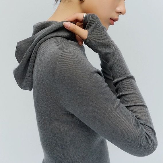 French Pressure-Free Knitwear 2023 Stacked New Design Hooded Slim Bottoming Shirt Wool Knitwear Autumn and Winter