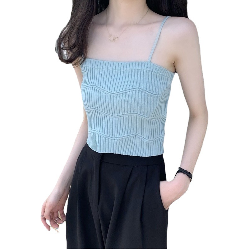 Inner Knitted Short Suspbottomer Slim Bottoming Shirt for Women 2023 New Summer Outer Wear Thin Tube Top Sleeveless Vest