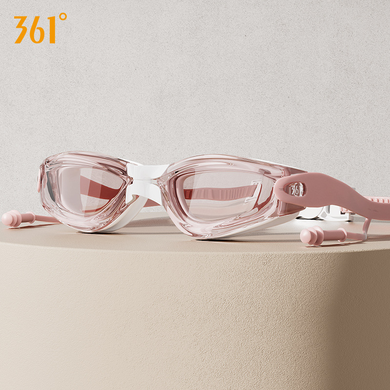 Picture of 361 degree swimming goggles earplugs integrated swimming glasses widened field of vision myopia glasses colorful electroplated swimming glasses