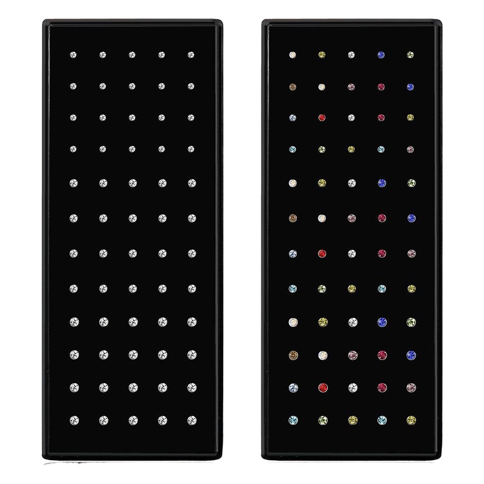 European and American 1.5/2.0/2.5mm 60 Pieces/Box Stainless Steel Nose Studs with Diamonds Titanium Steel Nose Ring Piercing Jewelry