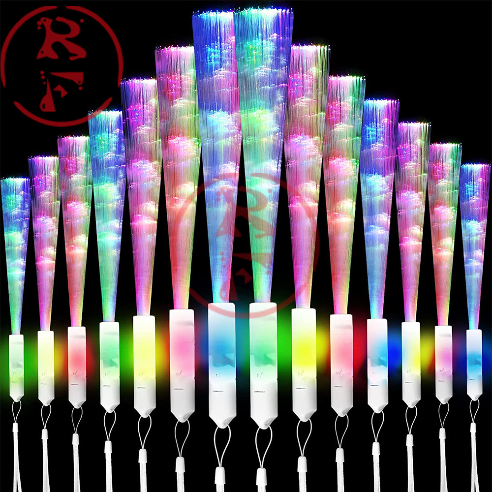 White handle color led optical fiber stick children adult Flash Magic Party wedding luminous optical fiber stick toy