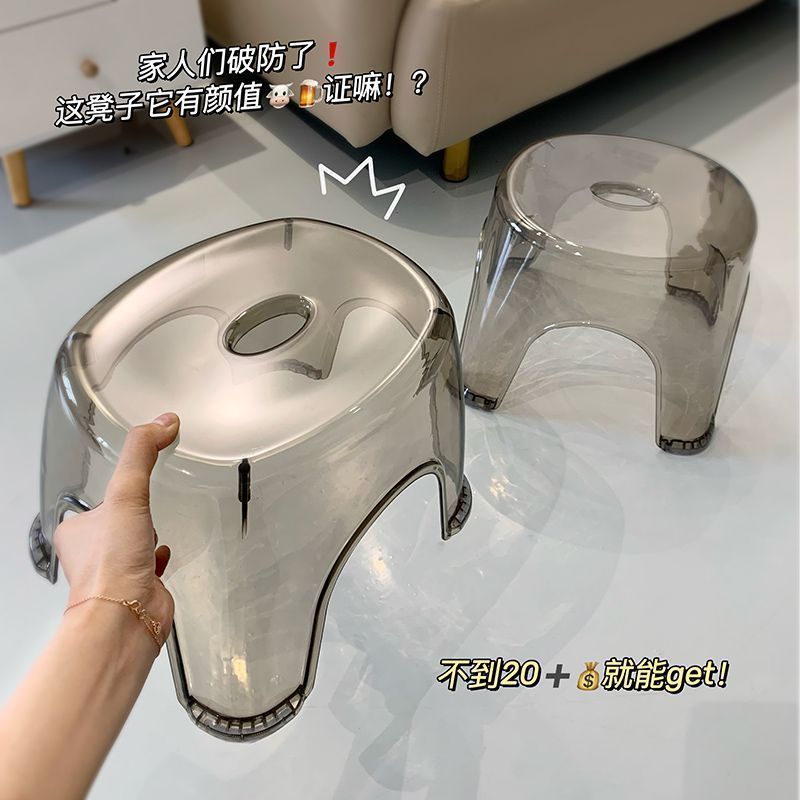 Picture of Extra thick plastic stool thickened transparent stool small stool non-slip bathroom stool children adult stool bath stool round stool