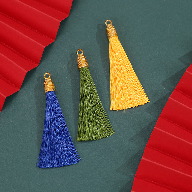 Runsu tassel 8cm metal gold thread cap tassel tassel tassel clothing pendant DIY jewelry bookmark tassel pendant