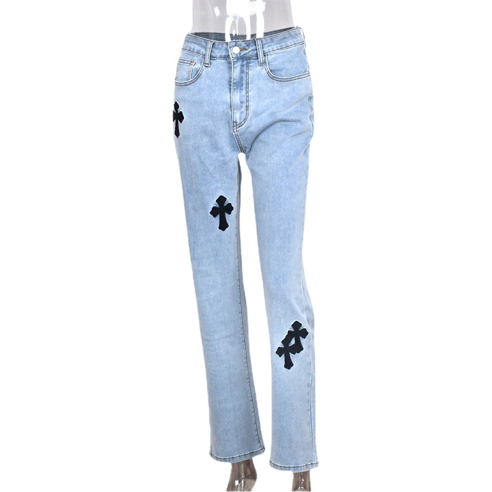 8082Dn Fun 2023 Autumn New Product Amazon Hot Style Sexy Low Waist Embroidered Stretch Jeans for Women
