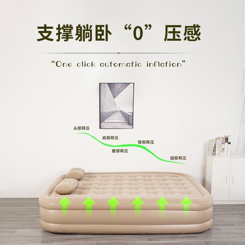 Thickened inflatable bed fully automatic floor laying outdoor camping double folding high home portable single air mattress bed