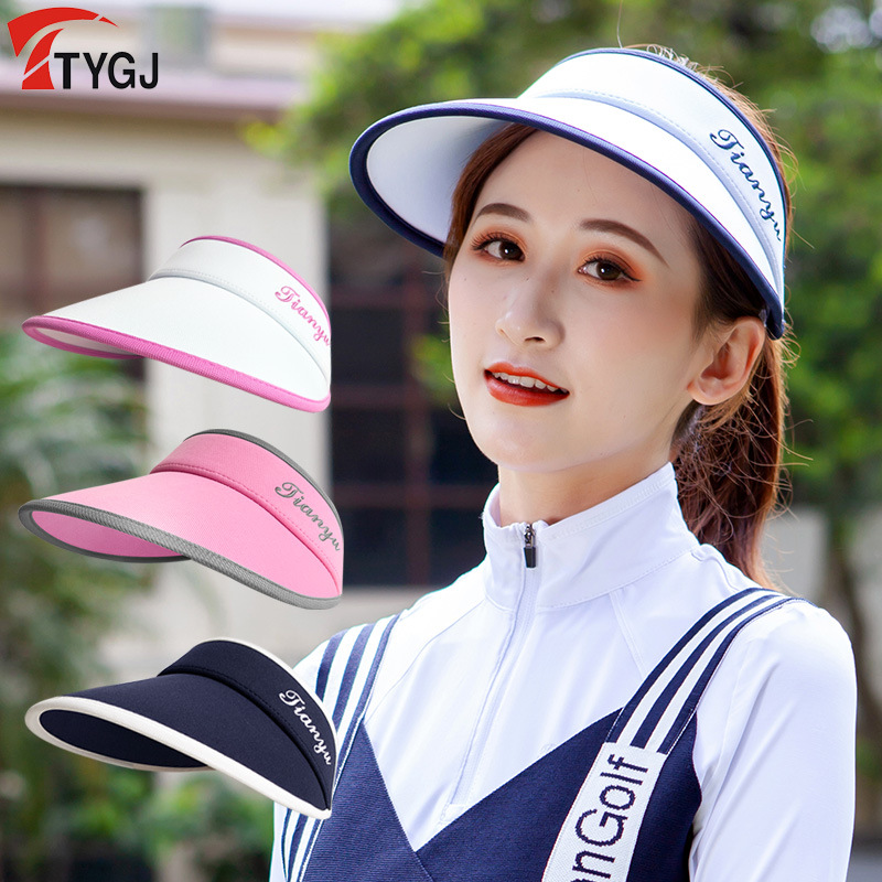 TYGJ Golf Cap Women's Unroofed Breathable Sunscreen Hat Oversized Brim Summer Women's Sun Hat