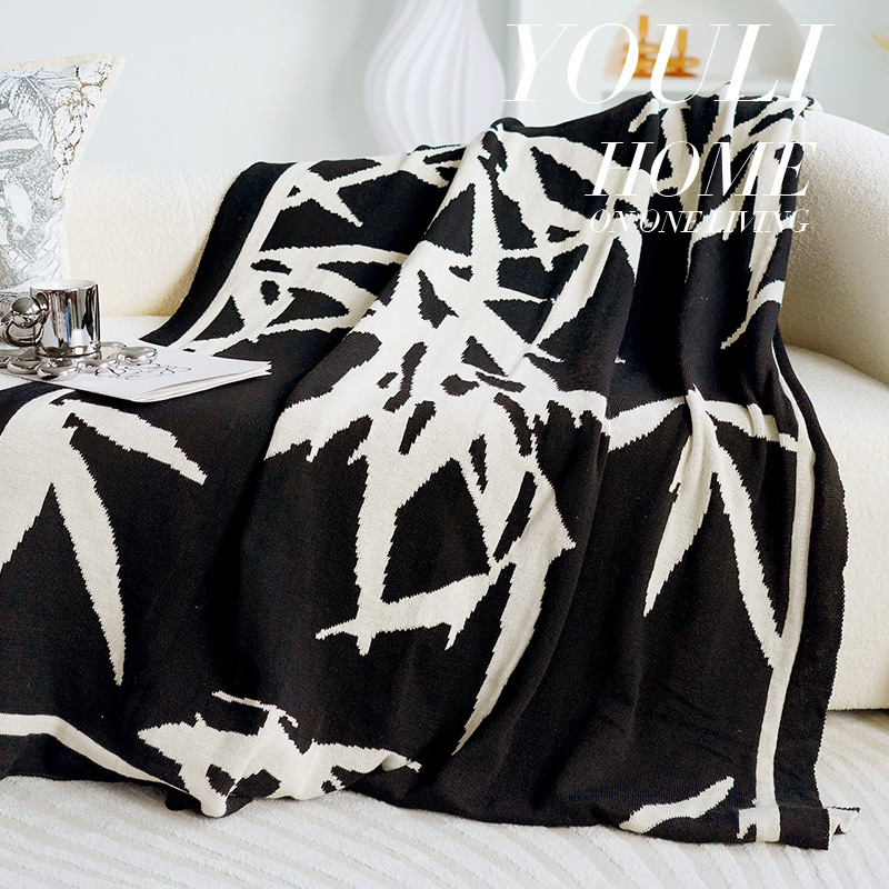Picture of New Chinese bamboo black and white ink blanket towel bed tail blanket sofa blanket blanket blanket blanket bed tail towel bed flag