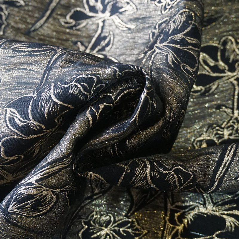 New Retro New Chinese Gold Wire Stamping Tang Clothing Jacquard Fabric Women's Dresses Dresses Bags and Clothing