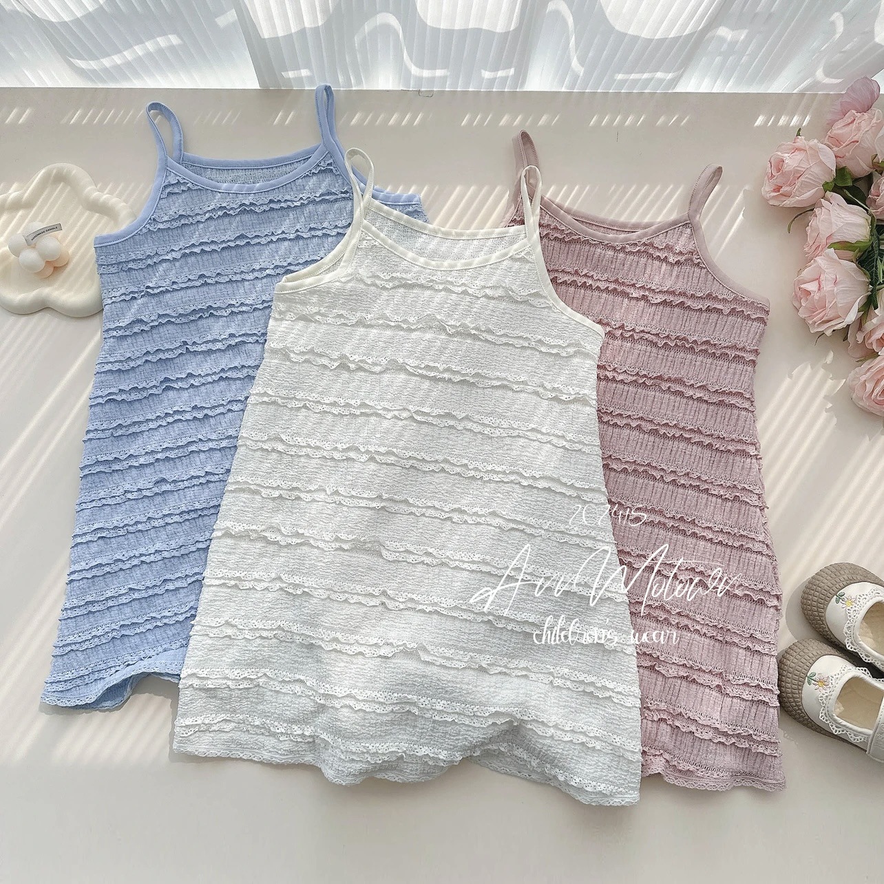 Picture of Girls dress 2024 spring and summer new Western princess style baby sweet children's solid color all-match suspender dress