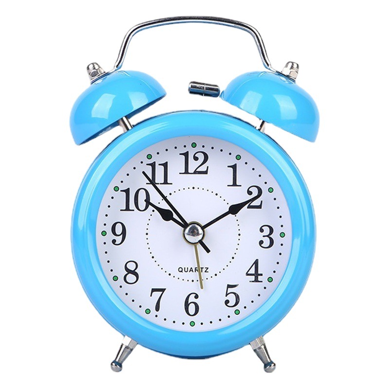Promotional 3 inch metal bell alarm clock Aishida high quality silent movement large ringtone binaural bell clock