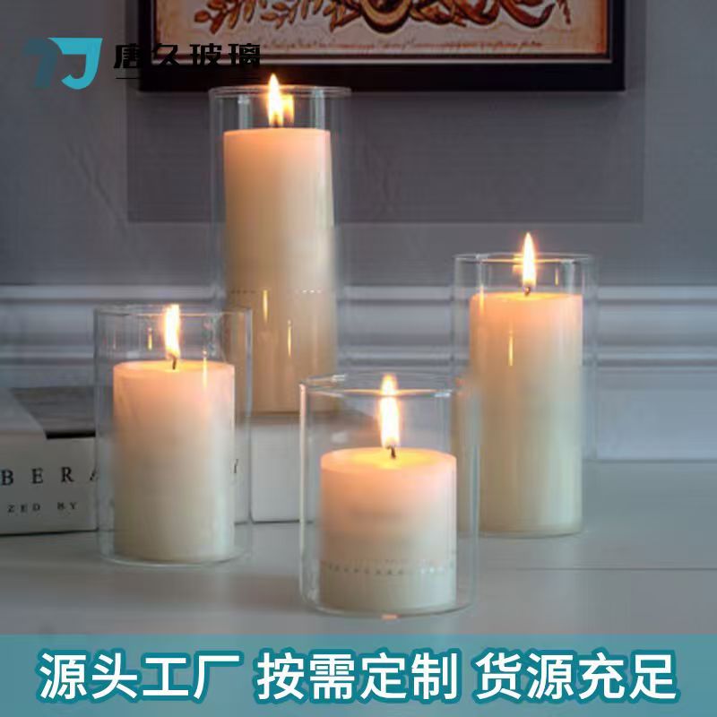 Straight glass candle holder European style romantic candle light dinner glass candle Cup transparent candle holder bottle High Borosilicate candle Cup