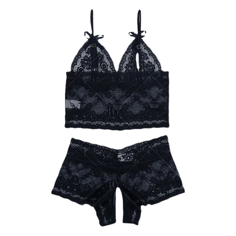 2022 Europe and the United States cross-border e-commerce sexy temptation hollow perspective revealing underwear suit lace sexy two-piece women