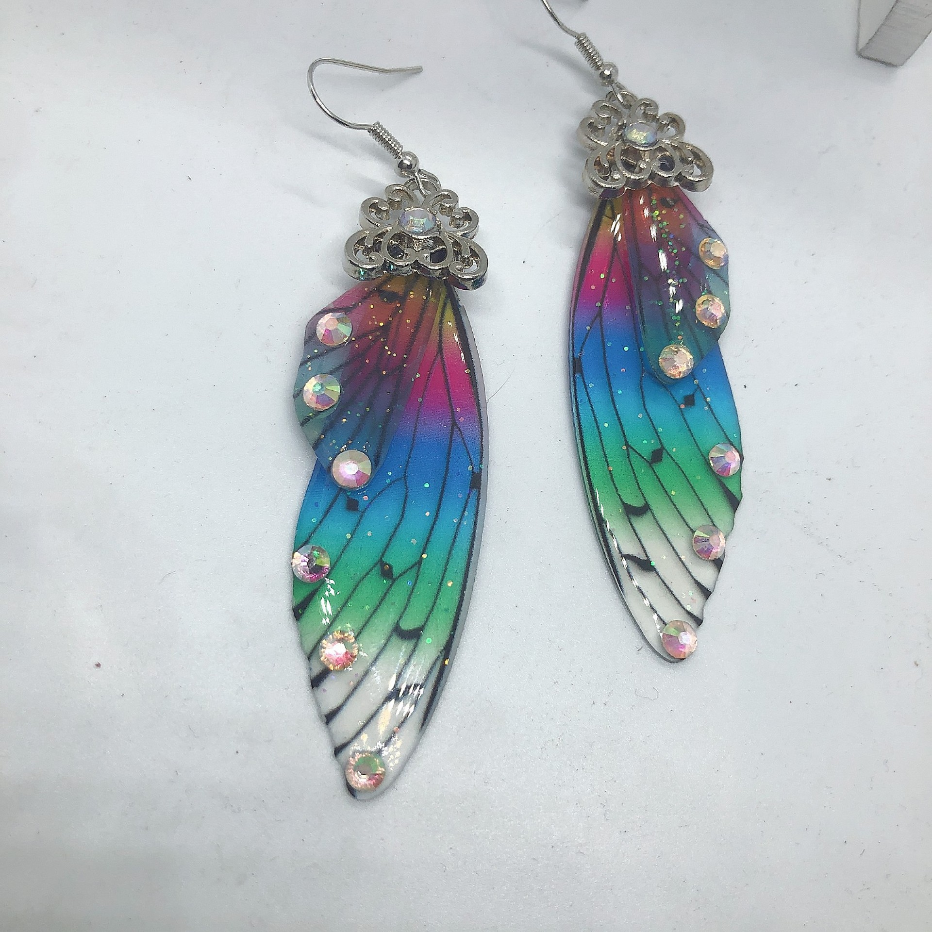 Picture of South Korea Elegant Long Butterfly Wings Bride Earrings Women's Fashion Animal Ear Studs Simulation Cicada Wings Earrings
