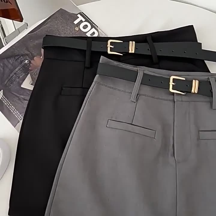 2024a word skirt anti-glare fashion spring new high waist slim skirt women's hip skirt college style gray