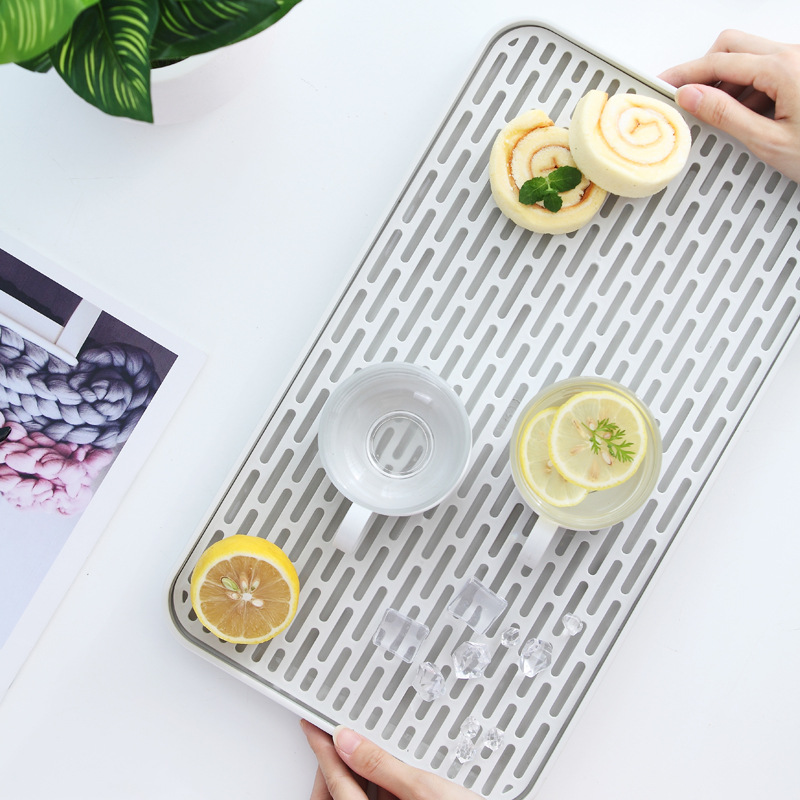 Picture of Creative Household Cup Drain Plate Double-layer Kitchen Fruit Plate Water Filter Tray Living Room Plastic Tea Cup Tea Plate